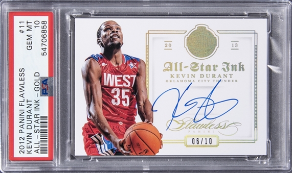 2012-13 Panini Flawless "All-Star Ink" #11 Kevin Durant Autograph Card (#06/10) - PSA GEM MINT 10